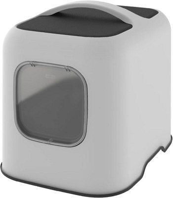 Cat Litter Box, Rotho Litter Tray With Hood And Scooper, White