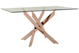 Orsina Luxurious Recatngular Rose Gold Dining Table, Durable And Stylish Kitchen Table, Sturdy Dining Room Table