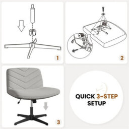 Light Grey Swivel Accent Chair Ergonomic Home Office Desk Chair - thumbnail 3