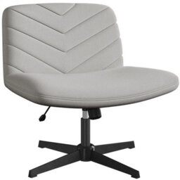Light Grey Swivel Accent Chair Ergonomic Home Office Desk Chair - thumbnail 1