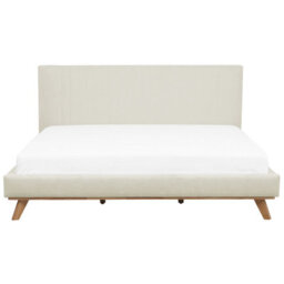 Beliani Bed Chenille Talence 180 X 200 Cm (Eu Super King) Light Beige - thumbnail 7