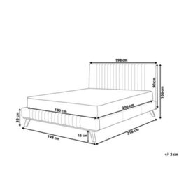 Beliani Bed Chenille Talence 180 X 200 Cm (Eu Super King) Light Beige - thumbnail 3