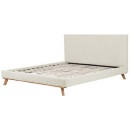 Beliani Bed Chenille Talence 180 X 200 Cm (Eu Super King) Light Beige - thumbnail 5