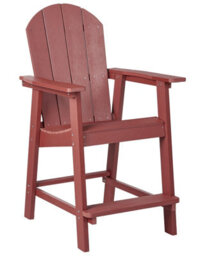 Wyld and Coco Garden Bar Chair, Red Weather-Resistant Faux-Wood, Ergonomic Outdoor Bar Seating 700-750 mm Compatible - thumbnail 3