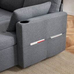 Grey 3 Seater L-Shaped Pull-Out Sofa Bed With Storage - thumbnail 7