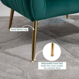 Homcom Velvet-Look Shell Shaped Chair With Thick Padded Seat, Emerald Green - thumbnail 5