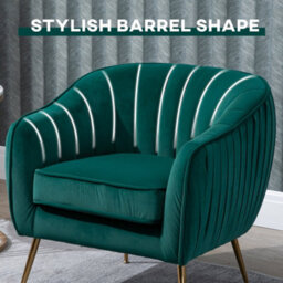 Homcom Velvet-Look Shell Shaped Chair With Thick Padded Seat, Emerald Green - thumbnail 6