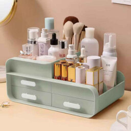 Multifunctional Plastic Desk Organizer With Drawers Green
