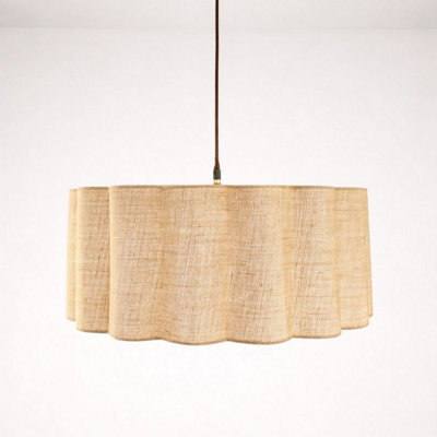 CGC Interiors Cgc Maria Scalloped Cream Linen Drum Lampshade Large 48Cm