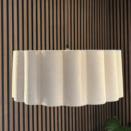 CGC Interiors Cgc Maria Scalloped Cream Linen Drum Lampshade Large 48Cm - thumbnail 2