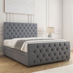 Bsspoke Maya Divan Bed Set Steel Plush Velvet 24Inch Headboard & 20Inch Footboard 2 Drawers Same Side & Mattress In All Sizes - thumbnail 3