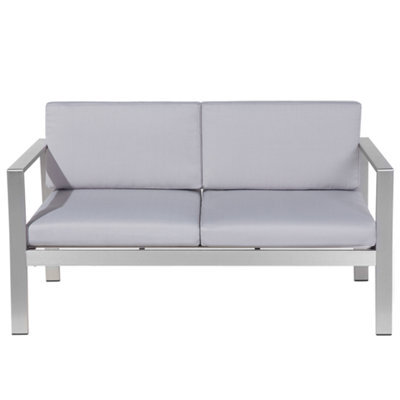 Beliani Garden Sofa 2 Seater Salerno Metal Light Grey - image 1