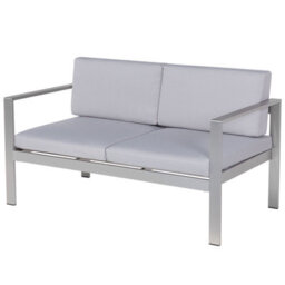 Beliani Garden Sofa 2 Seater Salerno Metal Light Grey - thumbnail 4