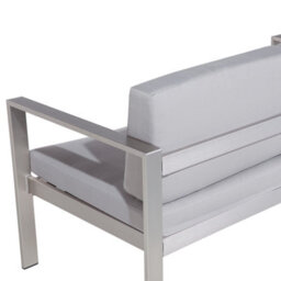 Beliani Garden Sofa 2 Seater Salerno Metal Light Grey - thumbnail 7