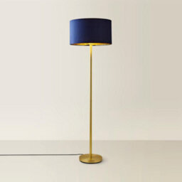 Valuelights Charles Gold Floor Lamp With Navy Velvet & Metallic Shade And Bulb - thumbnail 4