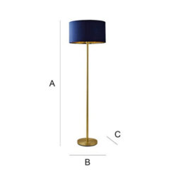 Valuelights Charles Gold Floor Lamp With Navy Velvet & Metallic Shade And Bulb - thumbnail 9