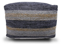 Littens Denim Stripes Handwoven Chunky Cotton Square Pouffe Seat Bean Bag Footstool 50Cm X 50Cm X 35Cm - thumbnail 4