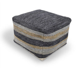 Littens Denim Stripes Handwoven Chunky Cotton Square Pouffe Seat Bean Bag Footstool 50Cm X 50Cm X 35Cm