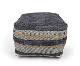 Littens Denim Stripes Handwoven Chunky Cotton Square Pouffe Seat Bean Bag Footstool 50Cm X 50Cm X 35Cm - thumbnail 2