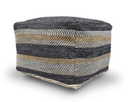 Littens Denim Stripes Handwoven Chunky Cotton Square Pouffe Seat Bean Bag Footstool 50Cm X 50Cm X 35Cm - thumbnail 3