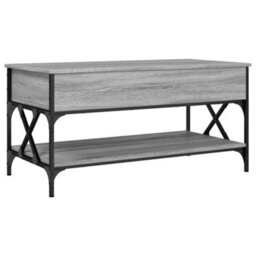 Berkfield Coffee Table Grey Sonoma 100X50X50 Cm Engineered Wood And Metal - thumbnail 2
