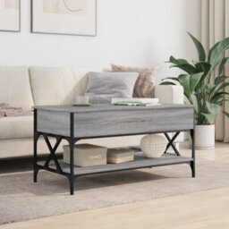 Berkfield Coffee Table Grey Sonoma 100X50X50 Cm Engineered Wood And Metal - thumbnail 3