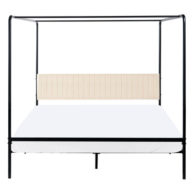 Wyld And Coco Luxe Canopy Bed Black Metal 180 X 200 Cm With Upholstered Headboard - image 1