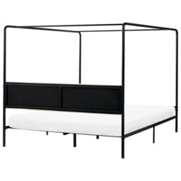 Wyld And Coco Luxe Canopy Bed Black Metal 180 X 200 Cm With Upholstered Headboard - thumbnail 6