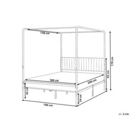 Wyld And Coco Luxe Canopy Bed Black Metal 180 X 200 Cm With Upholstered Headboard - thumbnail 5