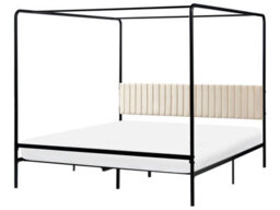 Wyld And Coco Luxe Canopy Bed Black Metal 180 X 200 Cm With Upholstered Headboard - thumbnail 3