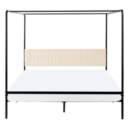 Wyld And Coco Luxe Canopy Bed Black Metal 180 X 200 Cm With Upholstered Headboard - thumbnail 1