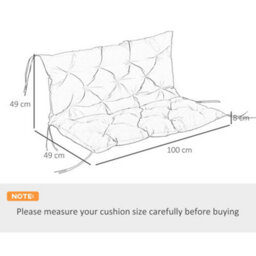 Outsunny 2 Seater Garden Bench Cushion Outdoor Seat Pad With Ties Black - thumbnail 3