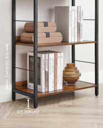 Songmics 5-Tier Bookcase, Book Shelf, Bookshelf, Shelving Unit, With Back Panels, Industrial, Rustic Brown And Ink Black - thumbnail 5