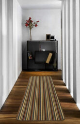 eXtreme Dandy By William Armes, Ios Stripe Indoor Washable Extra Long Runner, Brown, 240 X 67 - thumbnail 2