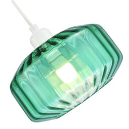 Happy Homewares Modern Emerald Green Ribbed Glass Non Electric Pendant Shade With Flat Style - thumbnail 4