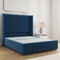 Bsspoke Luna Divan Bed Blue Plush Velvet 54Inch Headboard & Footboard 2 Drawers Footend & No Mattress In 4Ft 4Ft6 5Ft 6Ft - thumbnail 2