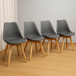 Kosy Koala Modern Grey Dining Table Set With 4 Grey Plastic Chairs Dining Room Furniture - thumbnail 3