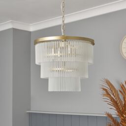 Inlight Kuip Satin Gold Brass Effect Led Pendant Ceiling Light, (Dia)400mm - thumbnail 2