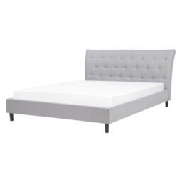 Beliani Bed Fabric Saverne 160 X 200 Cm (Eu King Size) Light Grey - thumbnail 1