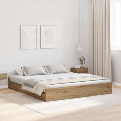 Berkfield Storage Bed Frame Artisan Oak 180 X 200 Cm Engineered Wood - image 1