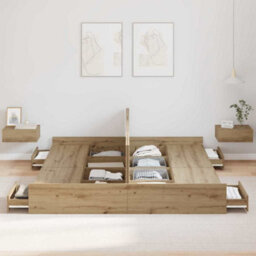 Berkfield Storage Bed Frame Artisan Oak 180 X 200 Cm Engineered Wood - thumbnail 4