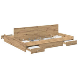 Berkfield Storage Bed Frame Artisan Oak 180 X 200 Cm Engineered Wood - thumbnail 3
