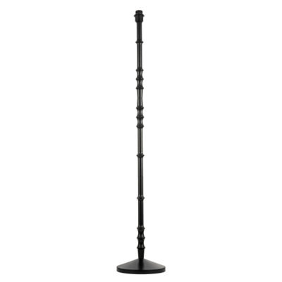 Happy Homewares Classic Black Wood Floor Lamp Base With Sleek Reeded Stem Pole Design - image 1