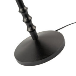 Happy Homewares Classic Black Wood Floor Lamp Base With Sleek Reeded Stem Pole Design - thumbnail 4