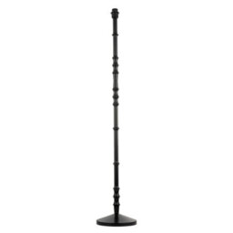 Happy Homewares Classic Black Wood Floor Lamp Base With Sleek Reeded Stem Pole Design - thumbnail 1