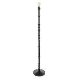 Happy Homewares Classic Black Wood Floor Lamp Base With Sleek Reeded Stem Pole Design - thumbnail 2