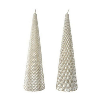 Set Of 2 Metallic Christmas Tree Candles - image 1