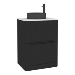 Royal Bathrooms Venice 600mm Matt Nocturne Black Freestanding Bathroom Countertop Vanity Unit 2 Drawer With Art Round Basin - thumbnail 7