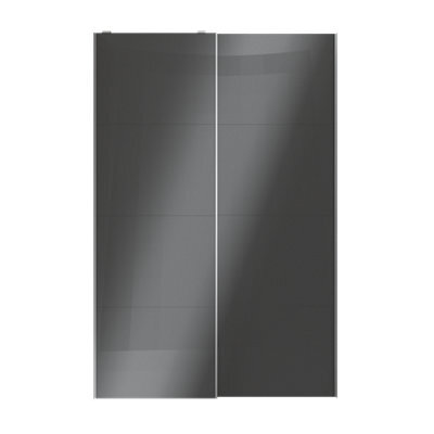 GoodHome Atomia Mirror Panelled Mirrored Anthracite High Gloss 2 Door Sliding Wardrobe Door Kit (H)2250mm (W)1500mm - image 1