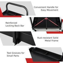 Costway 3-Tier Folding Storage Trolley Heavy Duty Tool Cart Rolling Storage Organizer - thumbnail 7